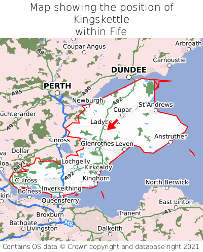 Map showing location of Kingskettle within Fife