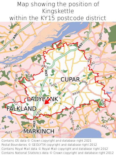 Map showing location of Kingskettle within KY15