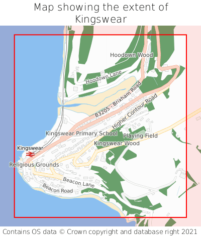 Map showing extent of Kingswear as bounding box