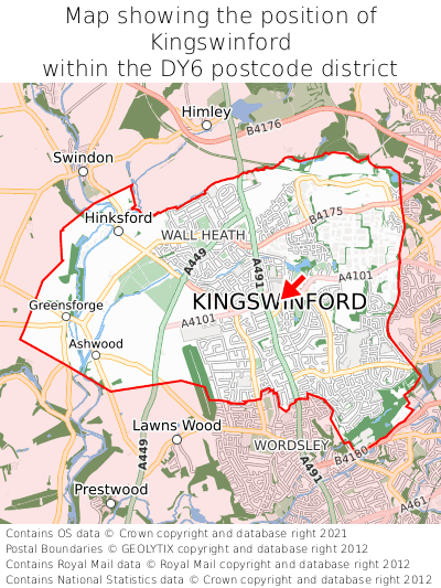 Map showing location of Kingswinford within DY6