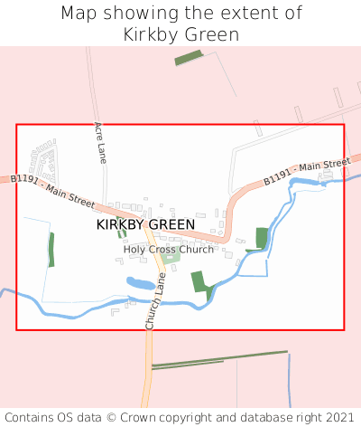 Map showing extent of Kirkby Green as bounding box