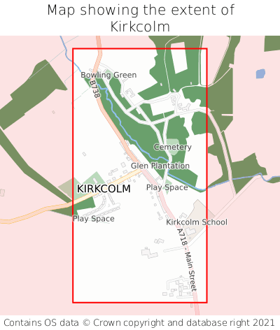 Map showing extent of Kirkcolm as bounding box