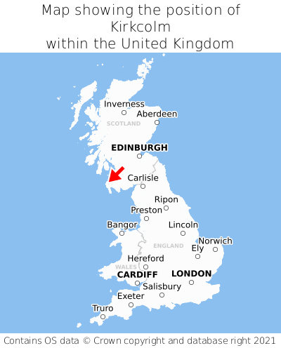 Map showing location of Kirkcolm within the UK