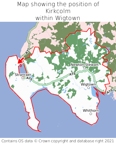 Map showing location of Kirkcolm within Wigtown