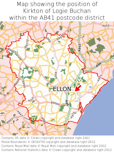 Map showing location of Kirkton of Logie Buchan within AB41