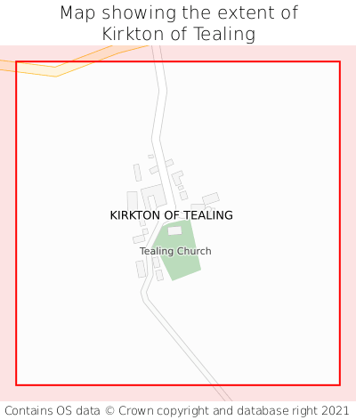 Map showing extent of Kirkton of Tealing as bounding box