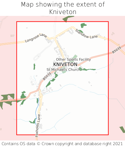 Map showing extent of Kniveton as bounding box