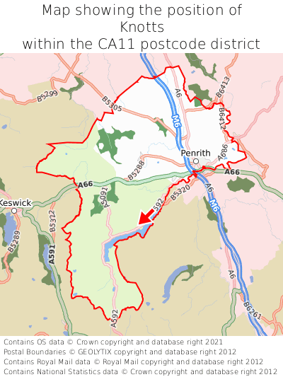 Map showing location of Knotts within CA11