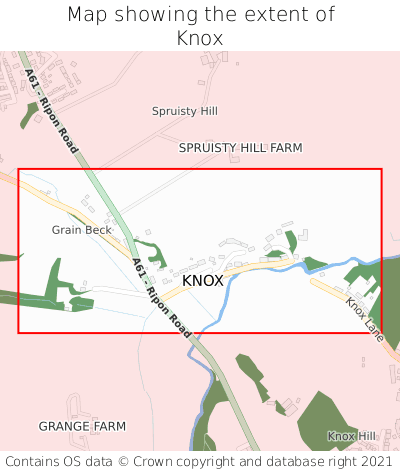 Map showing extent of Knox as bounding box