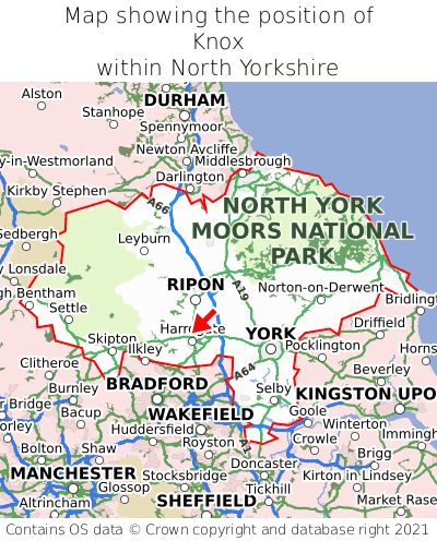 Map showing location of Knox within North Yorkshire