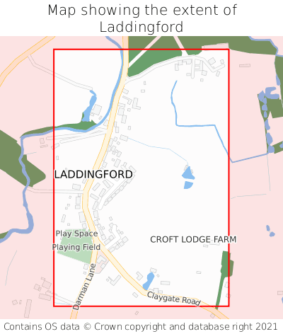 Map showing extent of Laddingford as bounding box