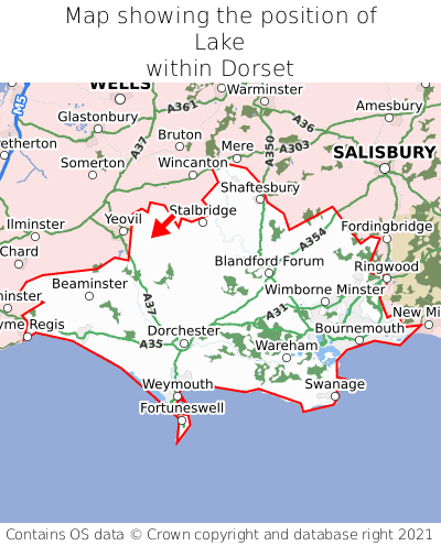 Map showing location of Lake within Dorset