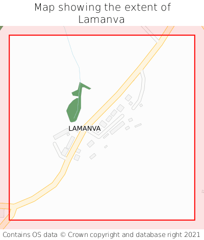 Map showing extent of Lamanva as bounding box