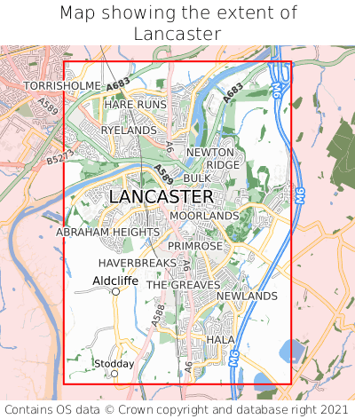 Map showing extent of Lancaster as bounding box