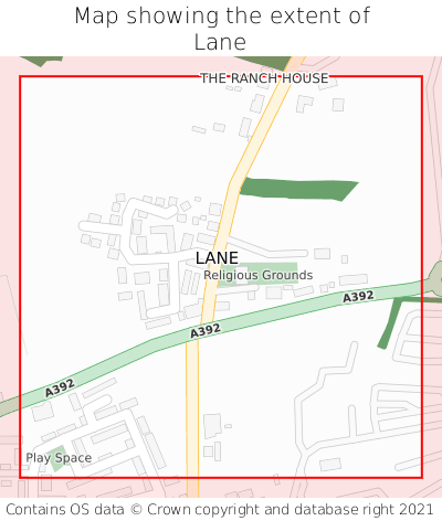 Map showing extent of Lane as bounding box