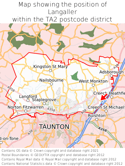 Map showing location of Langaller within TA2