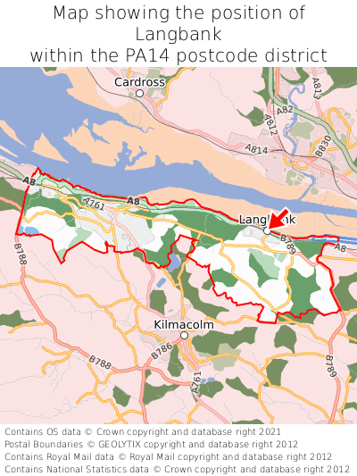 Map showing location of Langbank within PA14