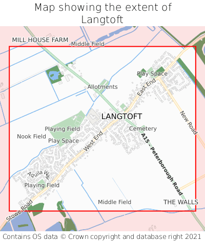 Map showing extent of Langtoft as bounding box