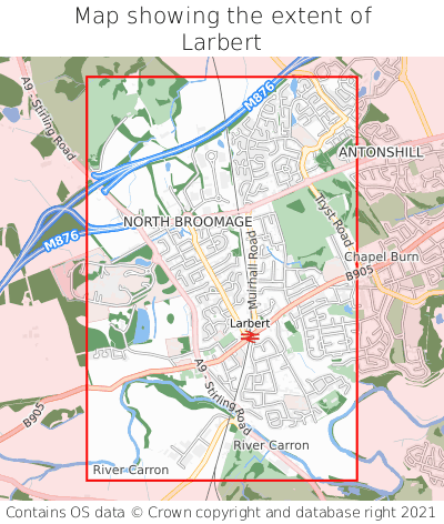 Map showing extent of Larbert as bounding box