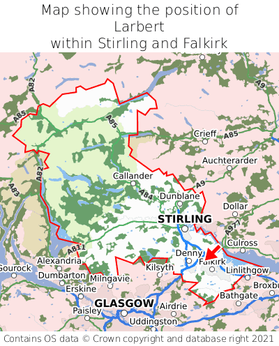 Map showing location of Larbert within Stirling and Falkirk