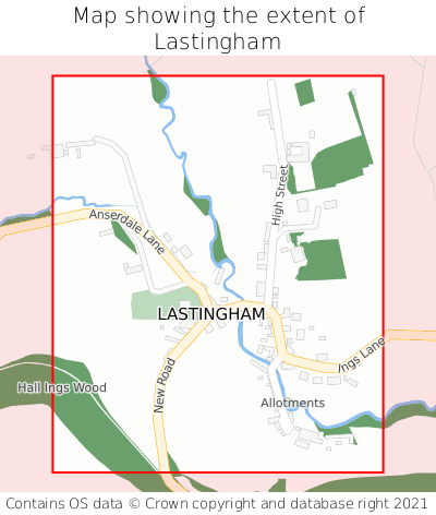 Map showing extent of Lastingham as bounding box