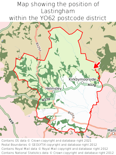 Map showing location of Lastingham within YO62