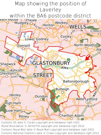 Map showing location of Laverley within BA6