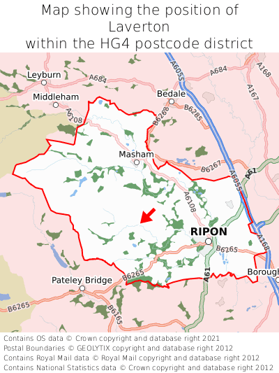 Map showing location of Laverton within HG4