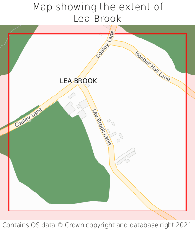 Map showing extent of Lea Brook as bounding box