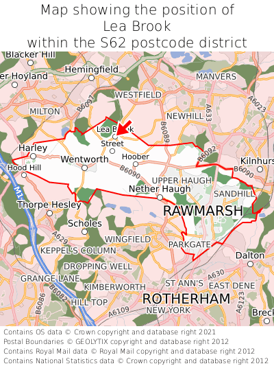 Map showing location of Lea Brook within S62