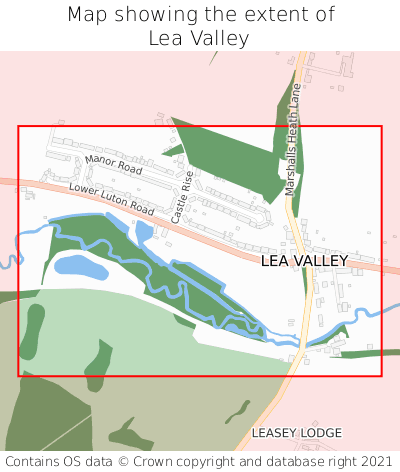 Map showing extent of Lea Valley as bounding box