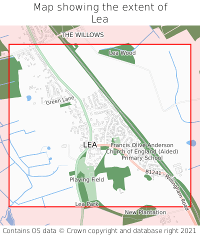 Map showing extent of Lea as bounding box