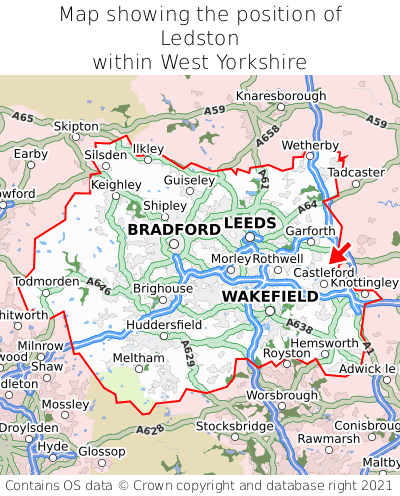 Map showing location of Ledston within West Yorkshire