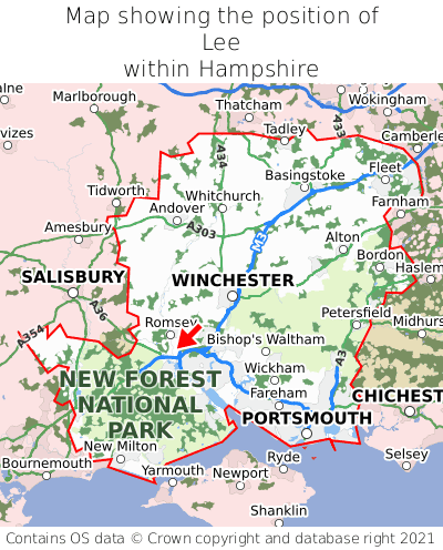 Map showing location of Lee within Hampshire