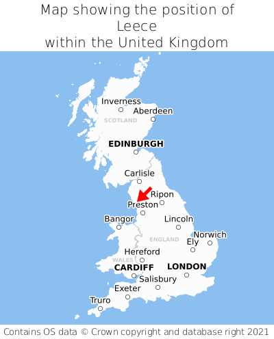 Map showing location of Leece within the UK