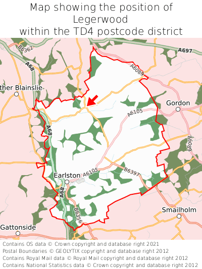 Map showing location of Legerwood within TD4