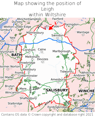 Map showing location of Leigh within Wiltshire