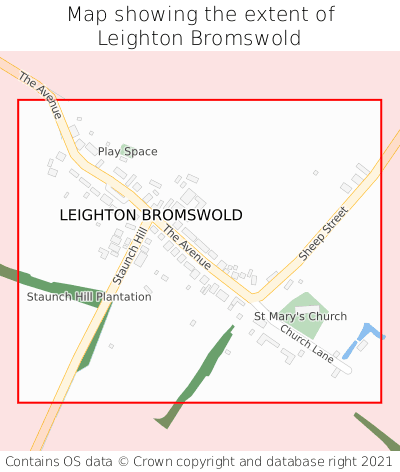 Map showing extent of Leighton Bromswold as bounding box