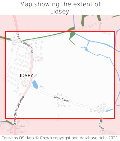 Map showing extent of Lidsey as bounding box