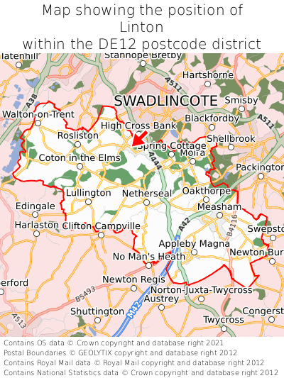 Map showing location of Linton within DE12
