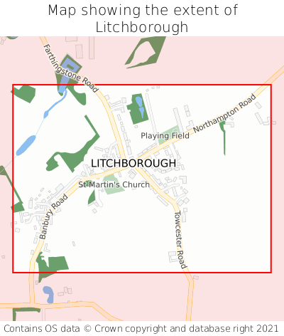 Map showing extent of Litchborough as bounding box