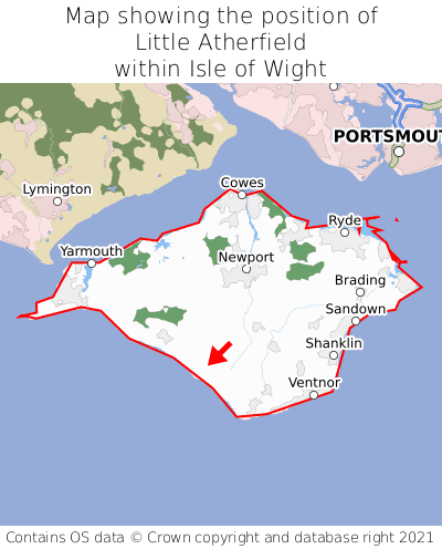 Map showing location of Little Atherfield within Isle of Wight