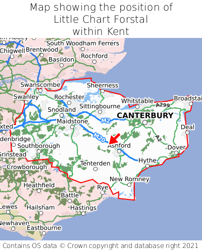 Map showing location of Little Chart Forstal within Kent