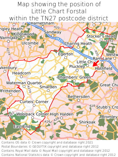 Map showing location of Little Chart Forstal within TN27