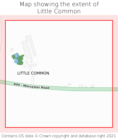 Map showing extent of Little Common as bounding box