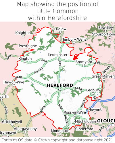 Map showing location of Little Common within Herefordshire