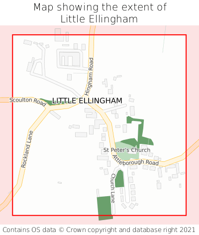 Map showing extent of Little Ellingham as bounding box