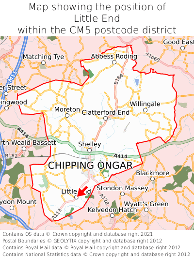 Map showing location of Little End within CM5