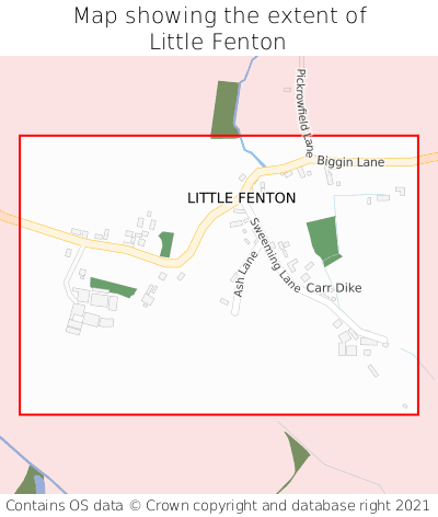 Map showing extent of Little Fenton as bounding box