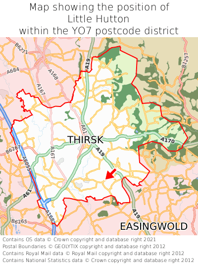 Map showing location of Little Hutton within YO7